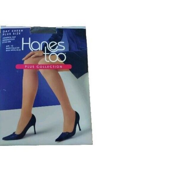 NIP Hanes Too Plus Collection Barel Black Queensize Control Top E08 Sz 1Q New - Picture 1 of 2